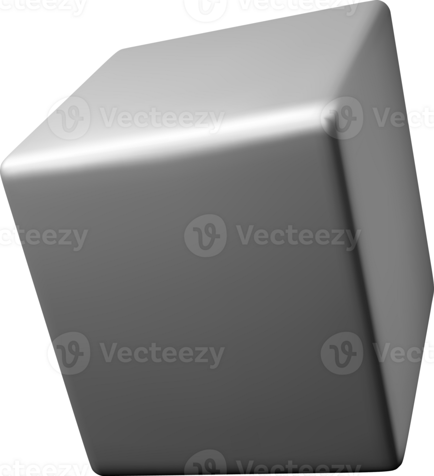 Shiny 3D Metallic Geometric Cube Render png