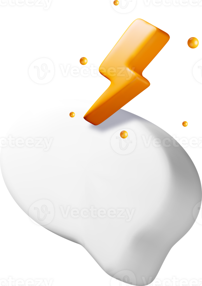 3D Lightning Bolt Striking a White Surface png