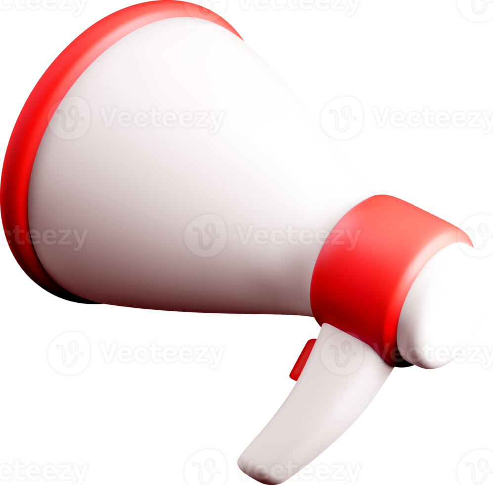 3D Illustration of a Red and White Megaphone png
