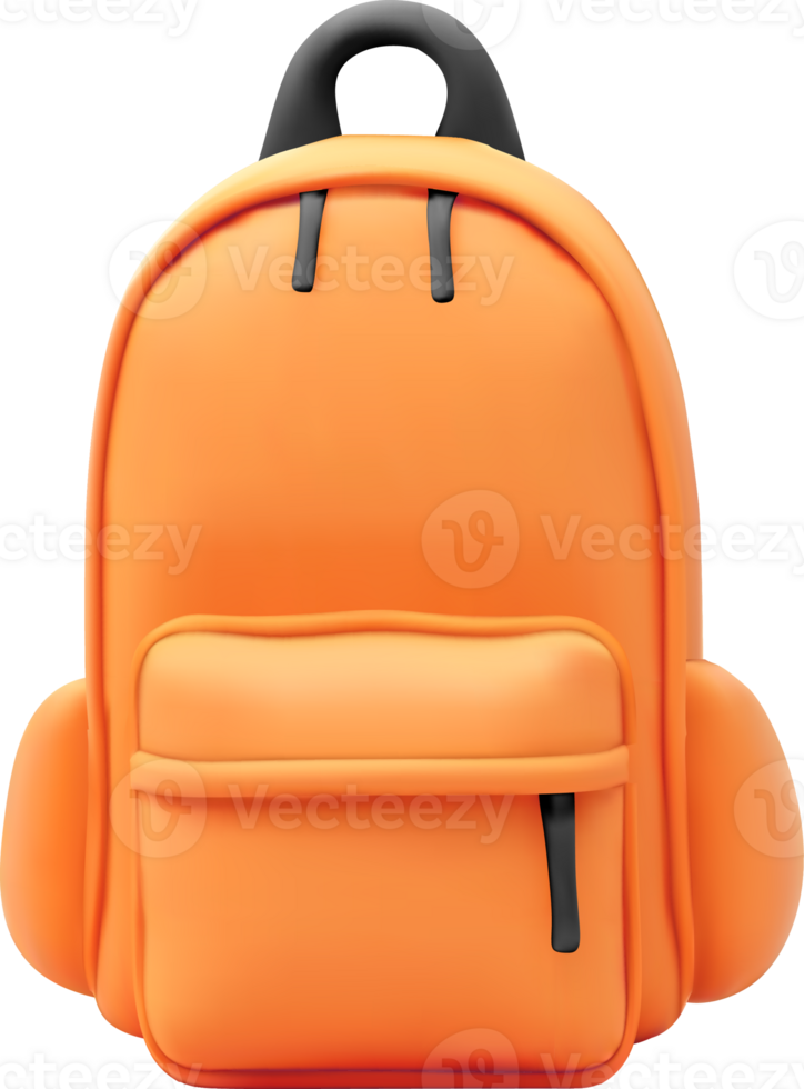 Vibrant 3D Orange Backpack Design Model png