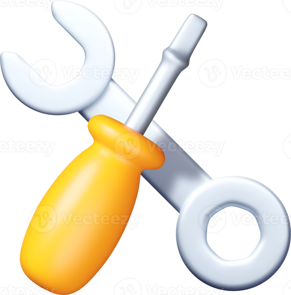 3D Tools Wrench and Screwdriver Design png