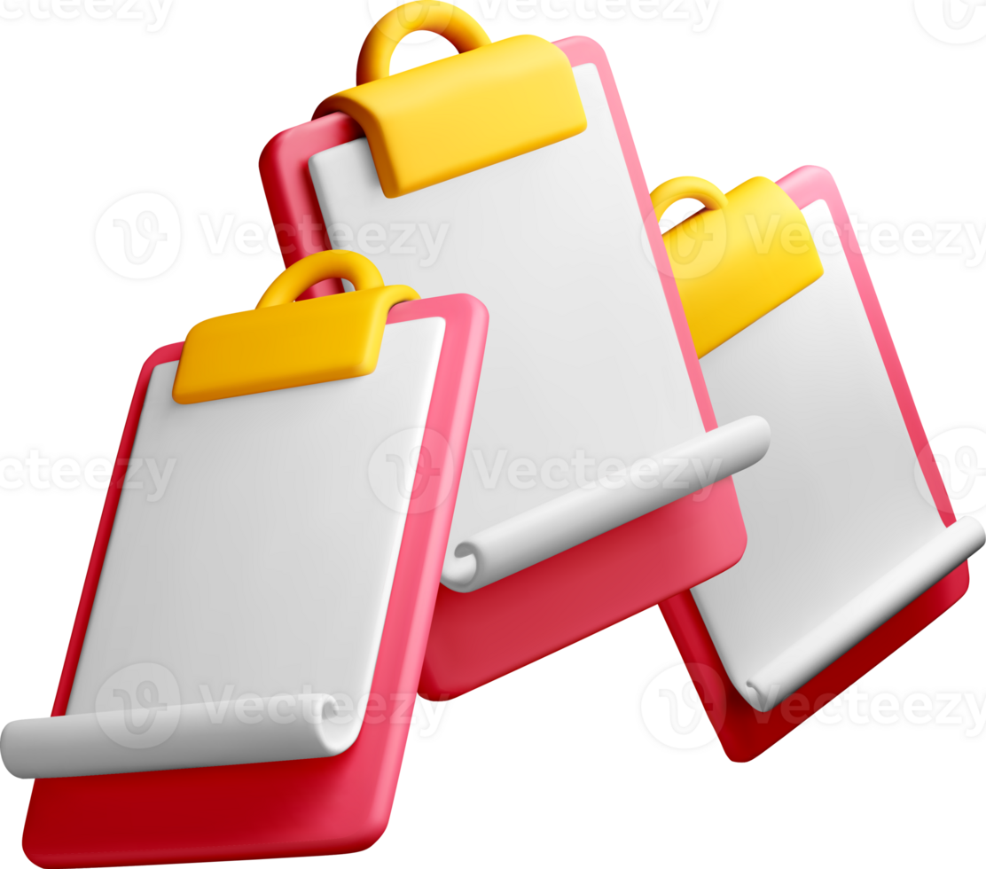 Colorful 3D Clipboards with Rolled Paper png