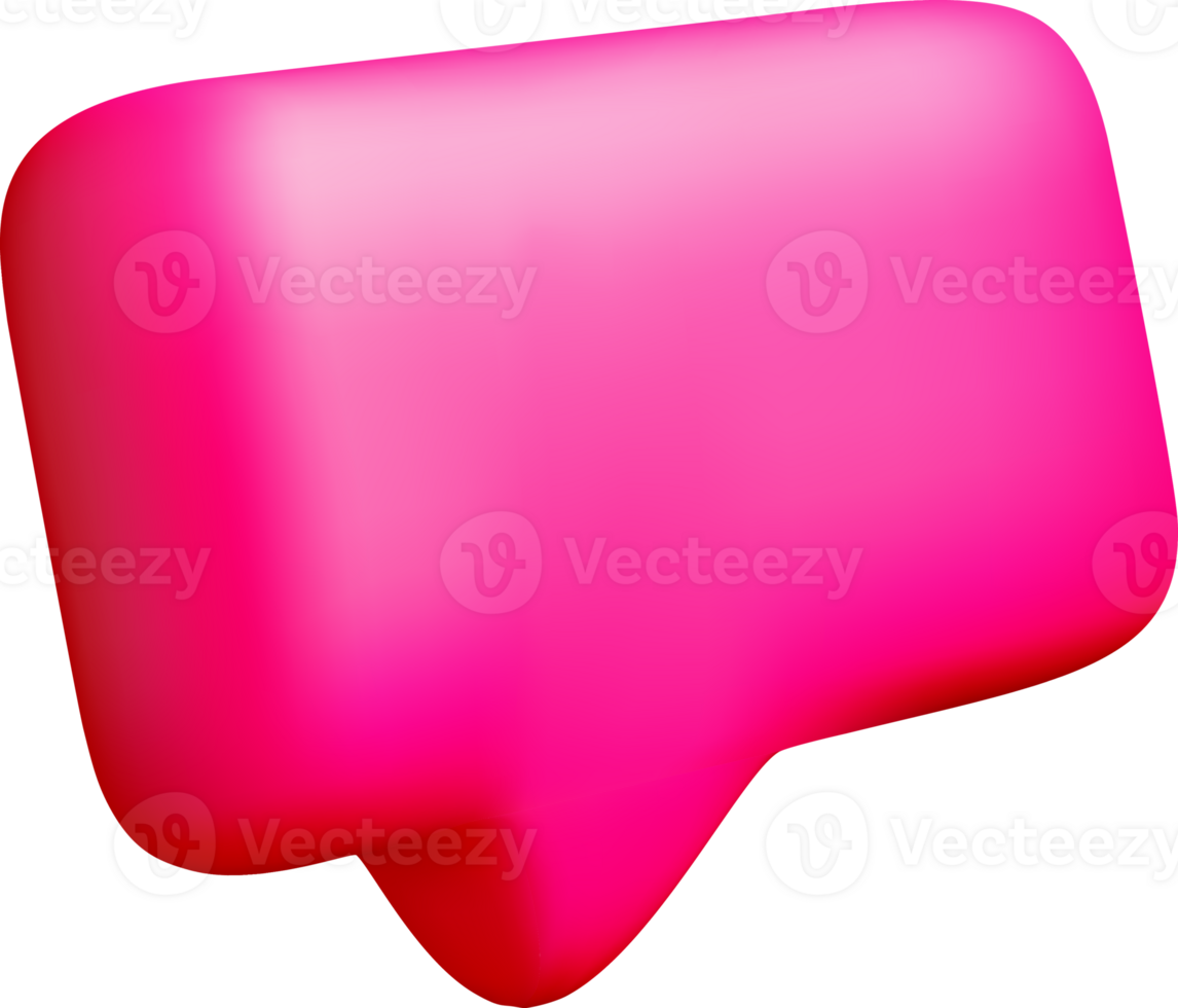 Vibrant 3D Speech Bubble in Bright Pink Color png