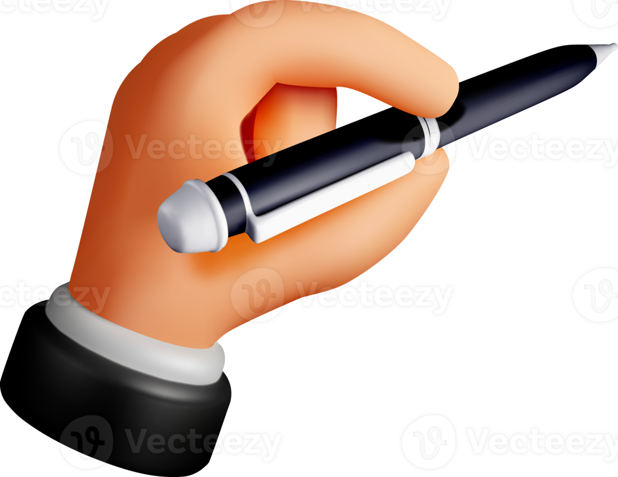 3D Hand Holding a Pen for Writing png