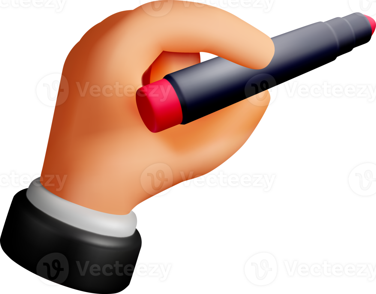 3D Render of a Hand Holding a Marker Pen png