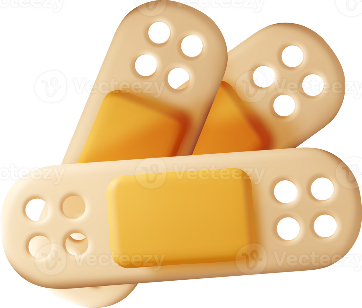3D Rendered Colorful Band-Aids on Surface png