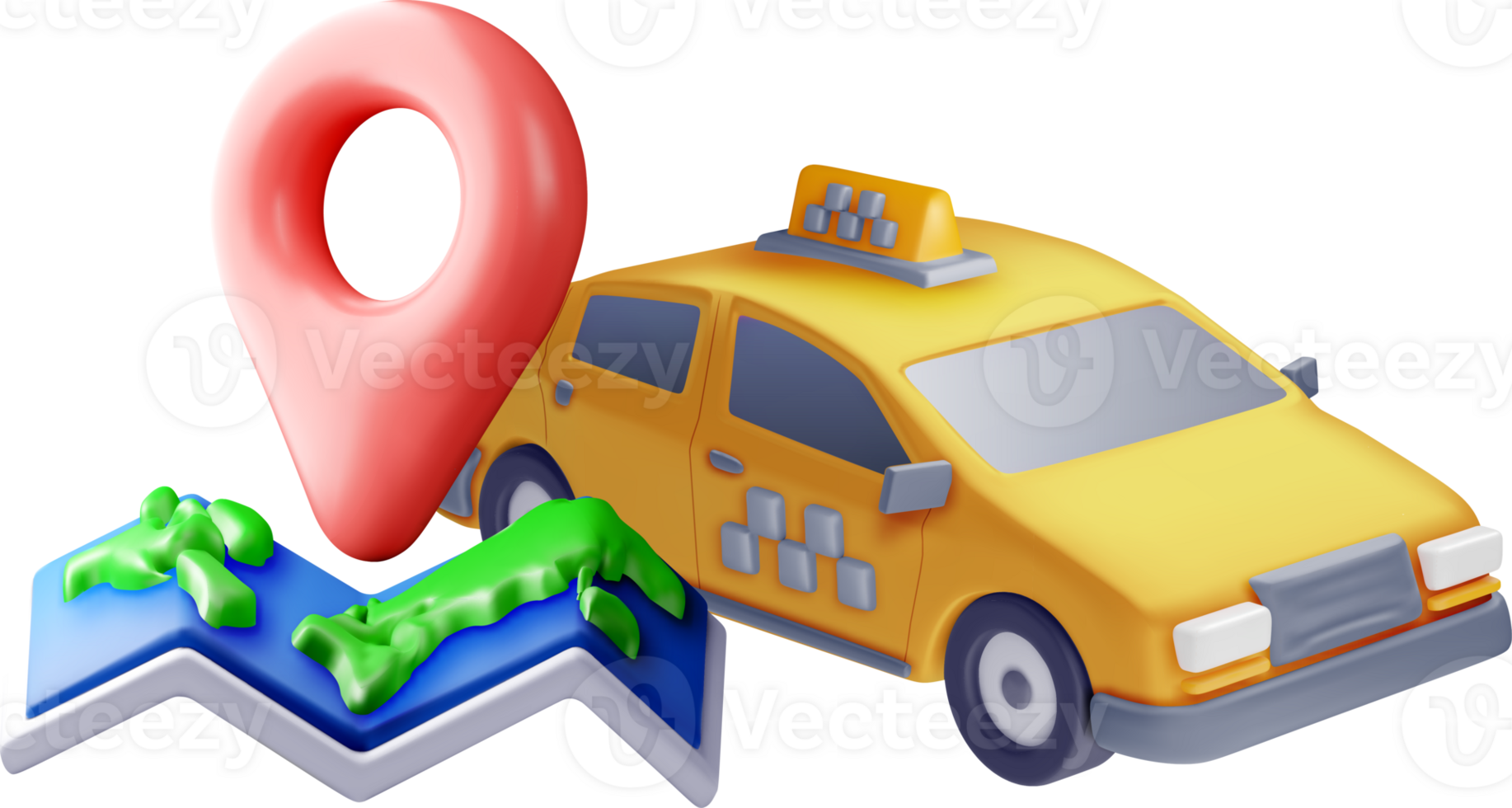 3D Taxi with Location Marker and Map png