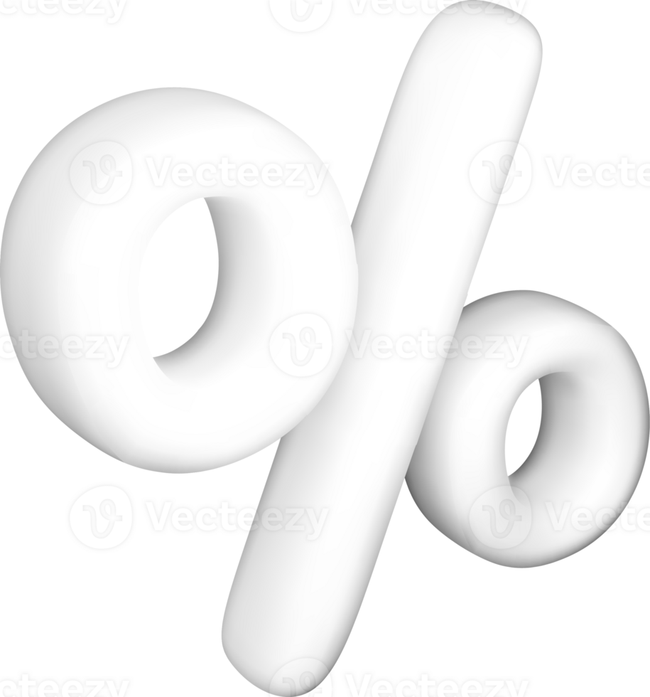 3D White Percentage Sign on Plain Background png