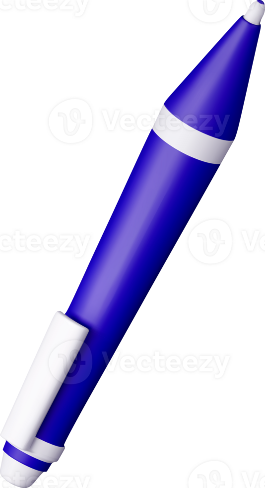 3D Blue Pen with White Accents Design png