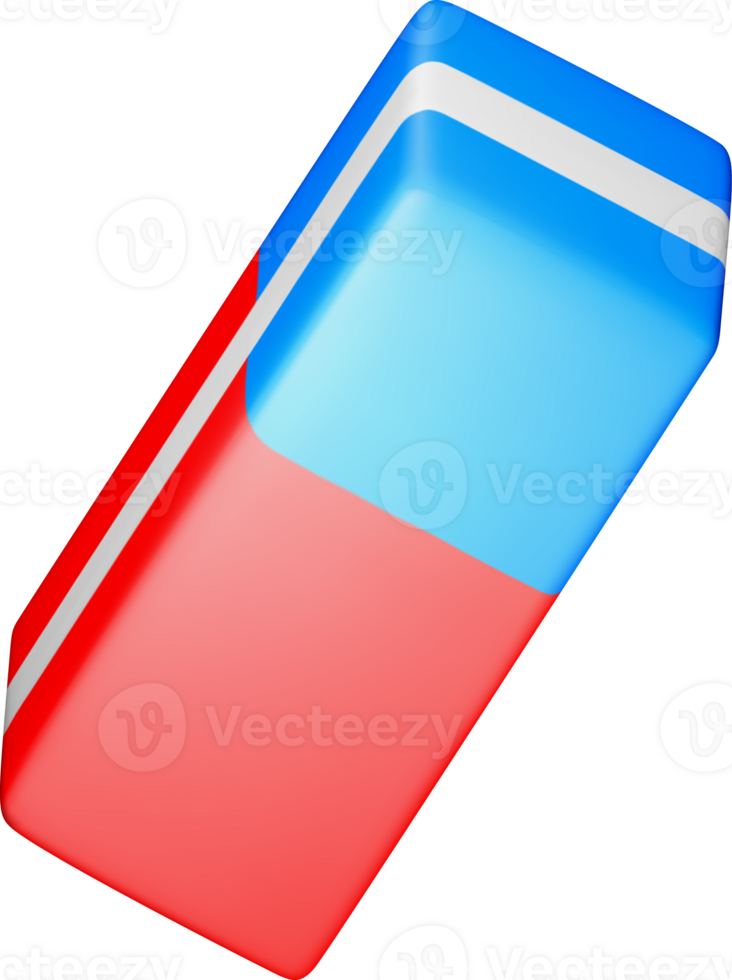 3D Image of a Colorful Eraser Object png