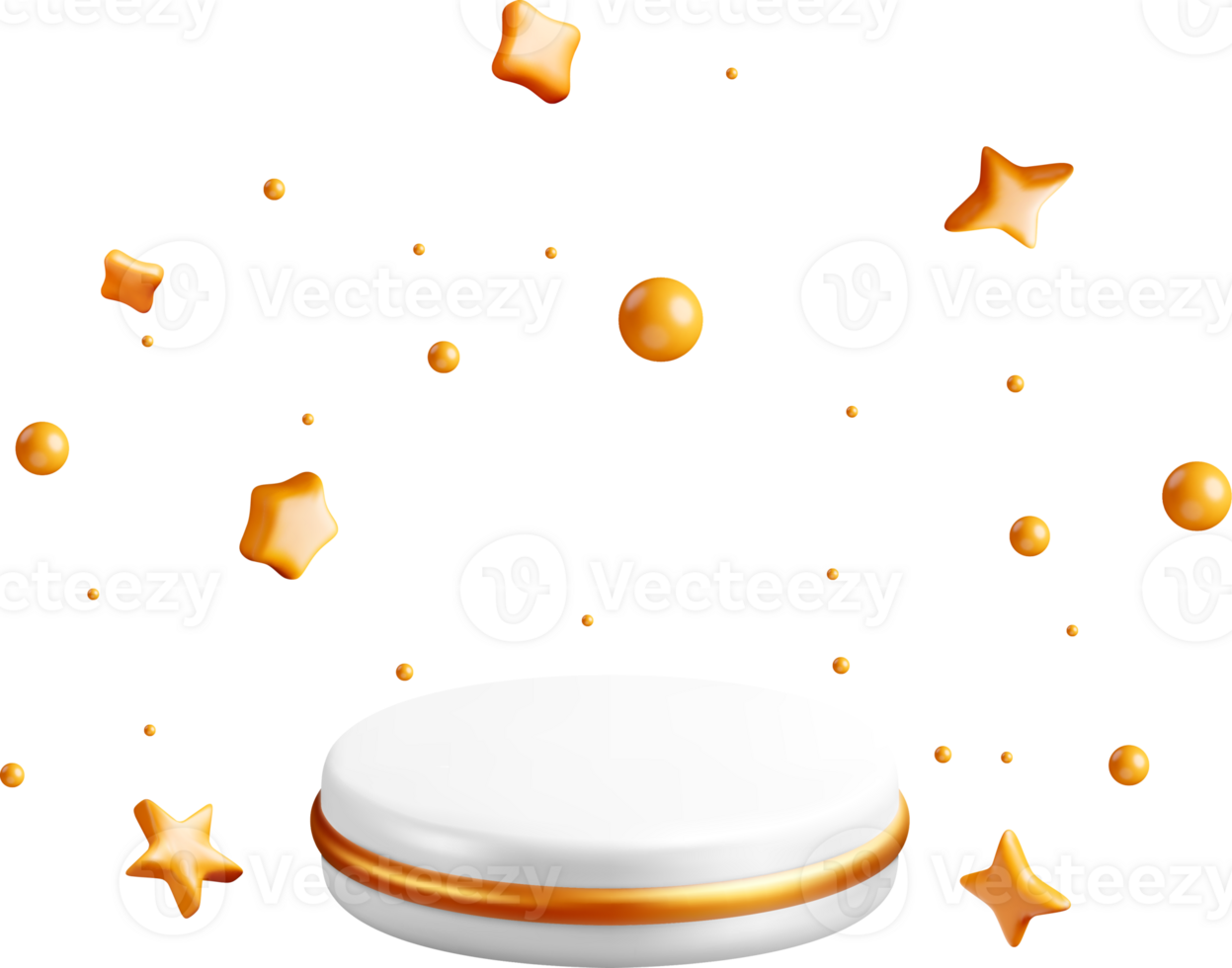 3D Podium with Floating Golden Shapes png