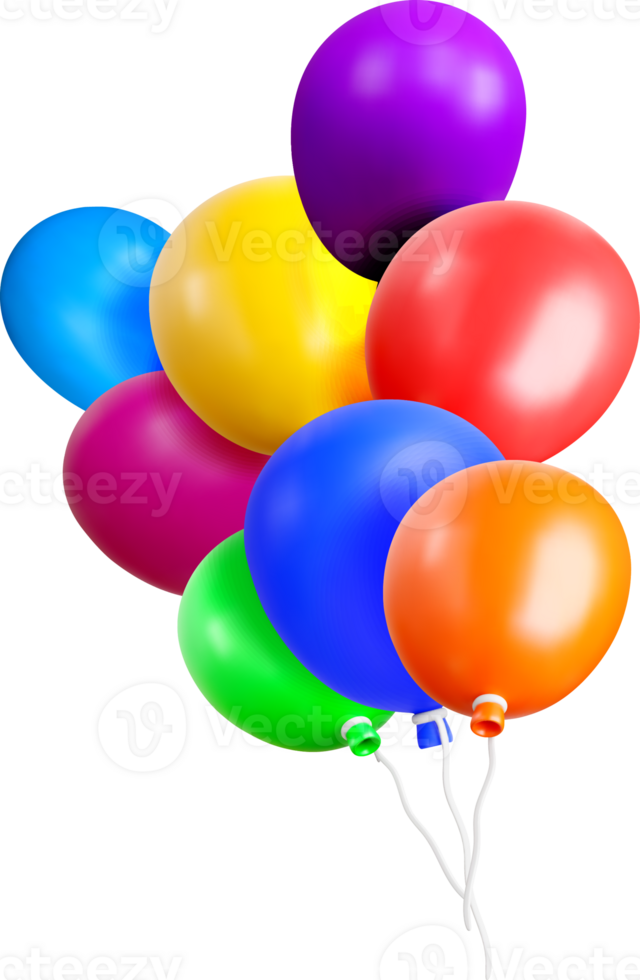 Colorful 3D Balloons for Celebrations png