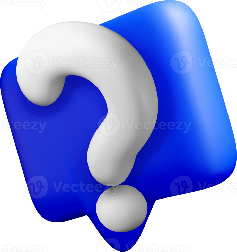 3D Question Mark in a Blue Speech Bubble png