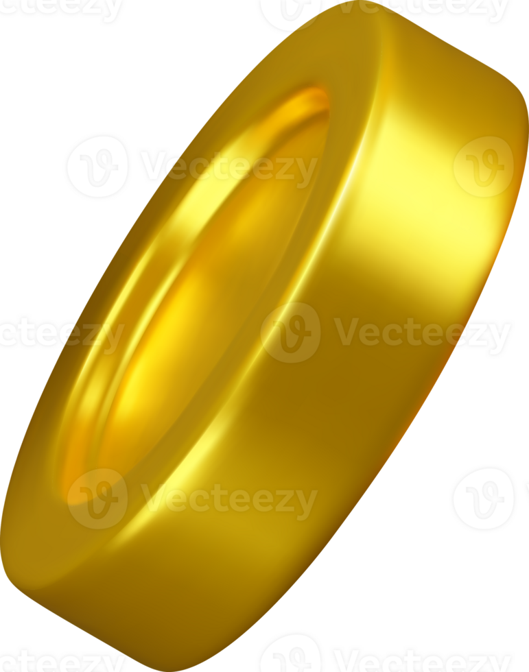 Shiny 3D Golden Ring with Smooth Finish png