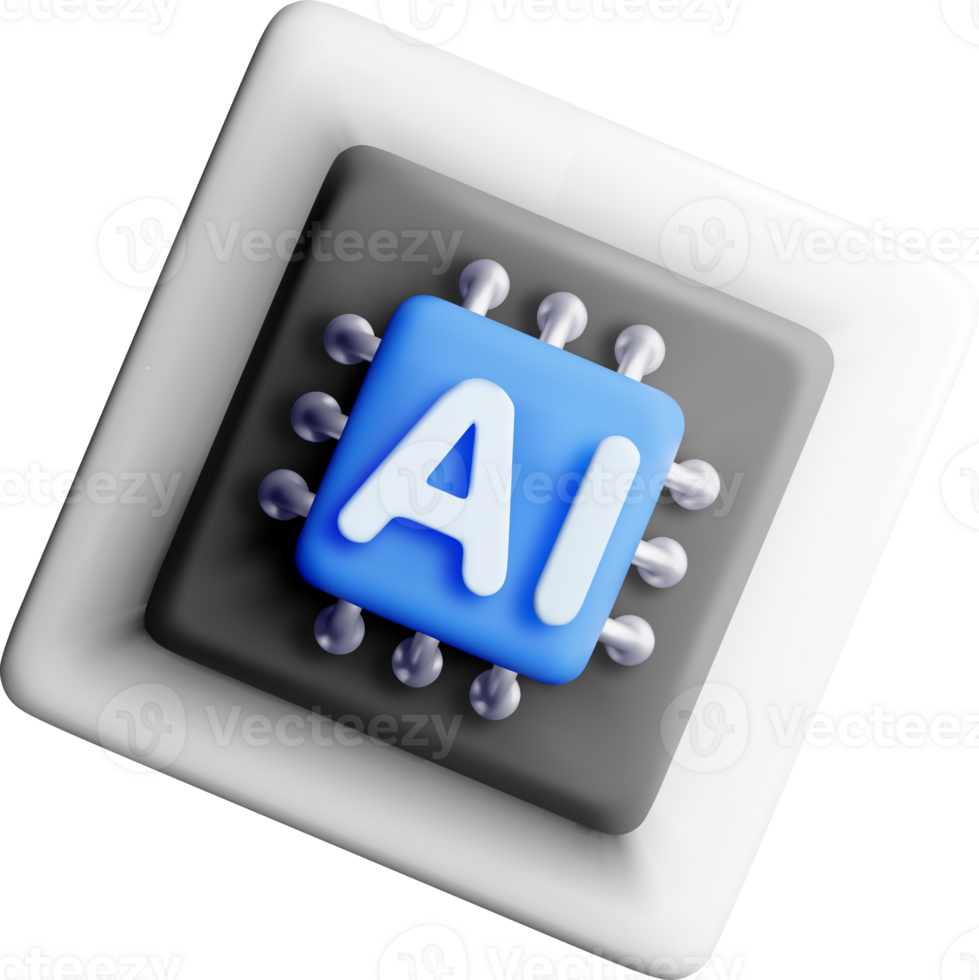 3D AI Chip Design with Modern Aesthetics png