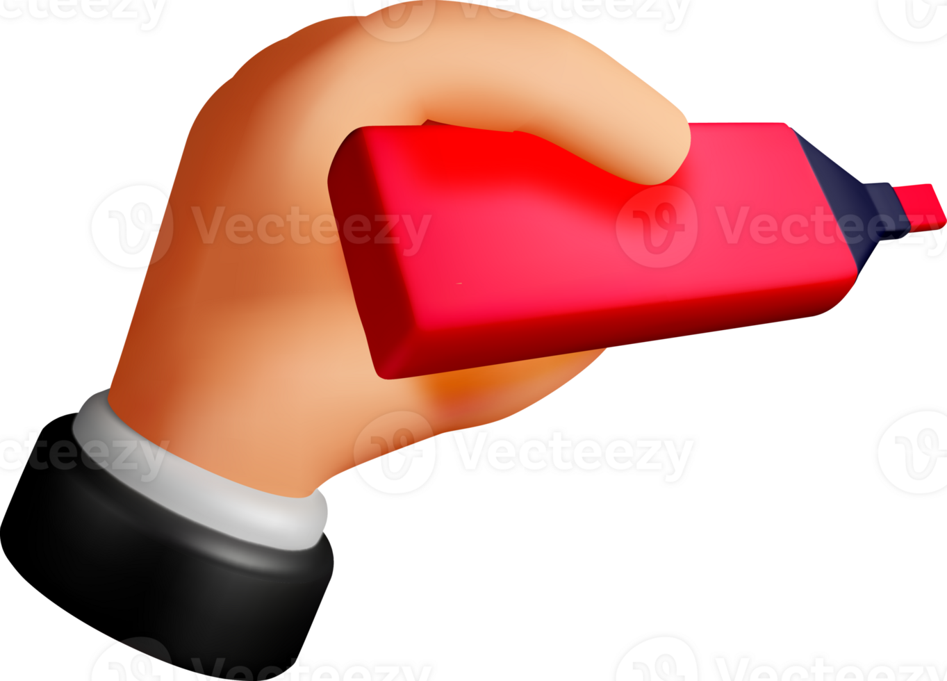 3D Hand Holding a Red Marker Illustration png