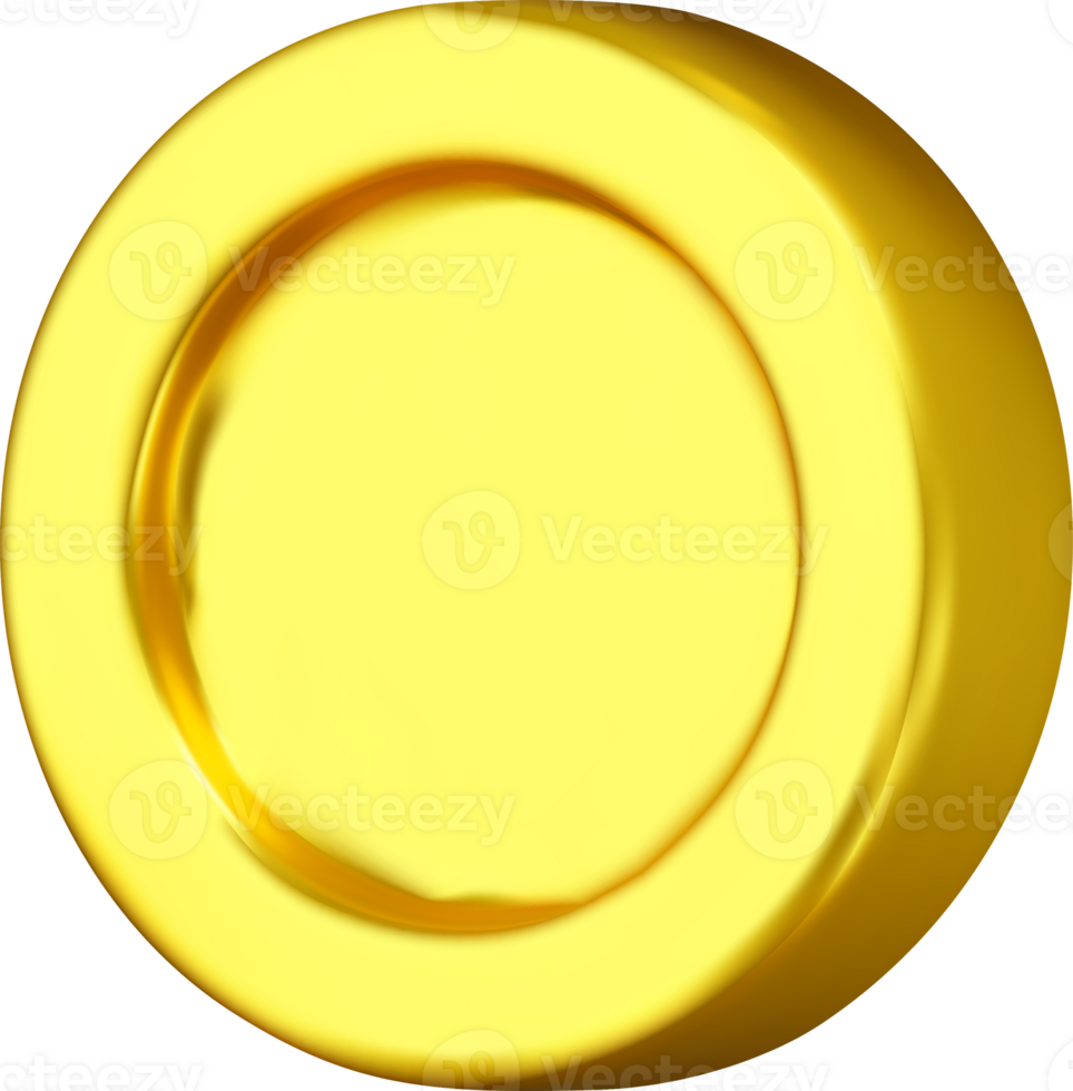 Glossy 3D Golden Coin with Smooth Finish png