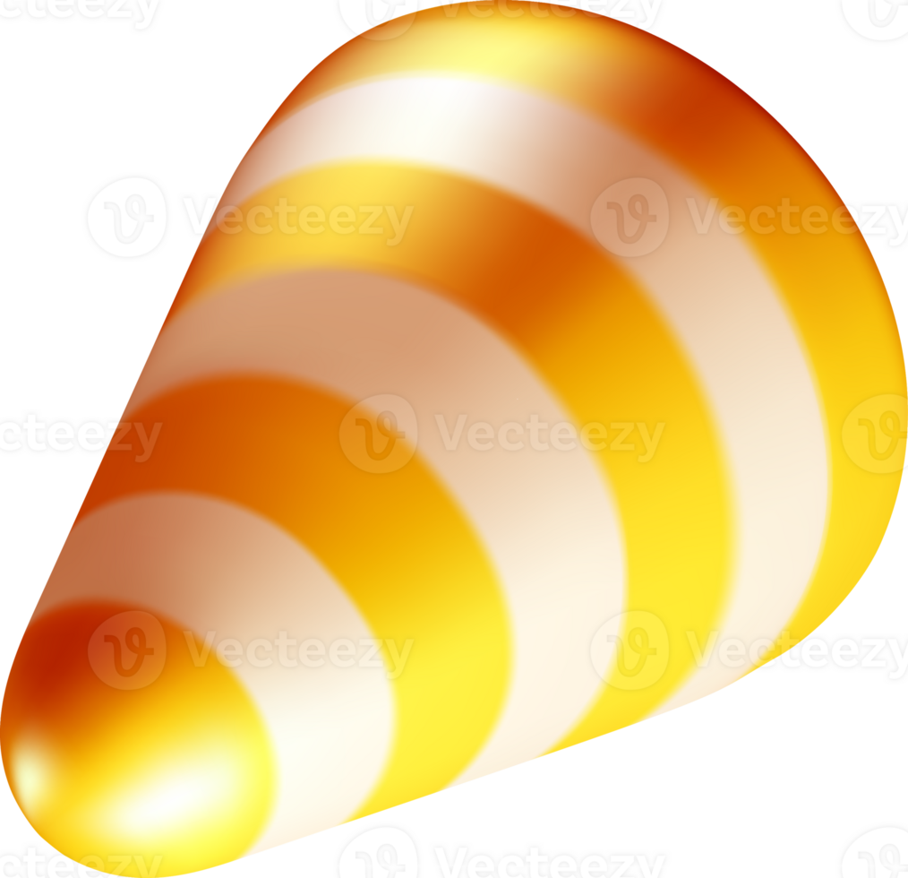 3D Spiral Cone Design Featuring Yellow Stripes png
