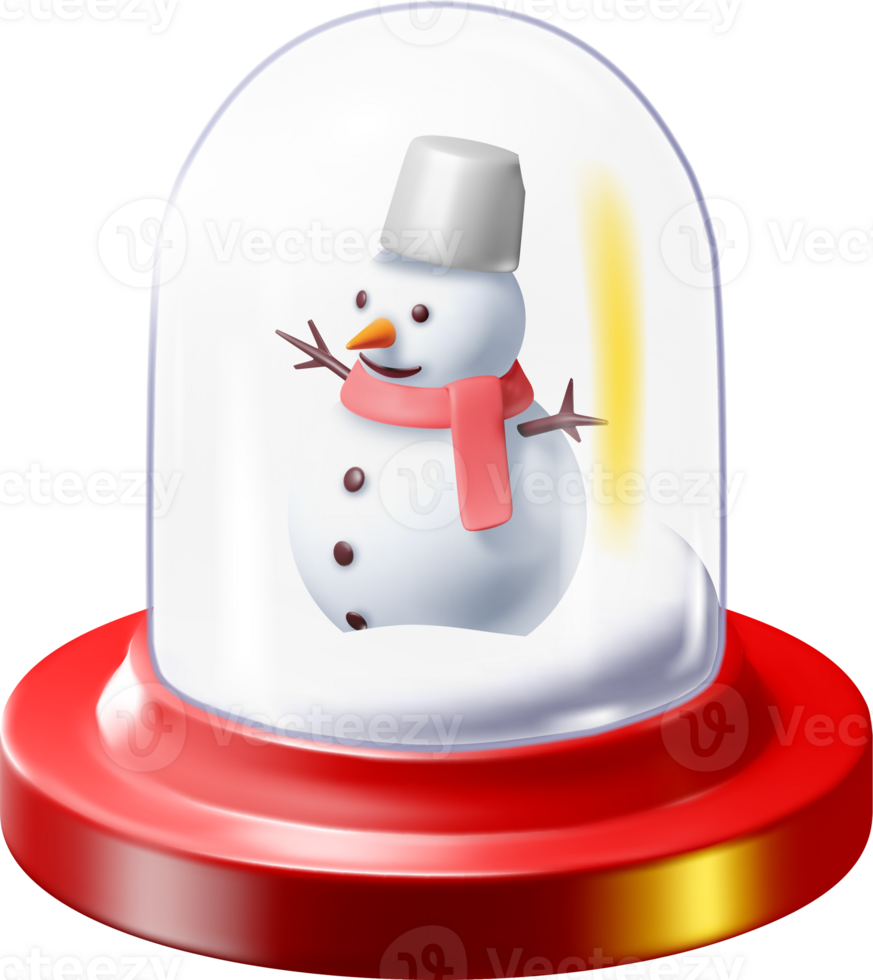 Charming 3D Snow Globe with Snowman Inside png