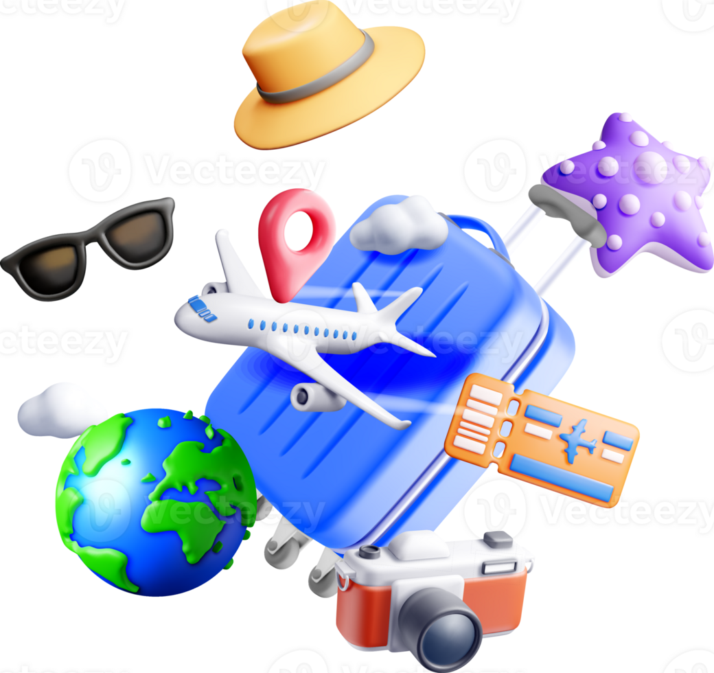 3D Travel Essentials Luggage png