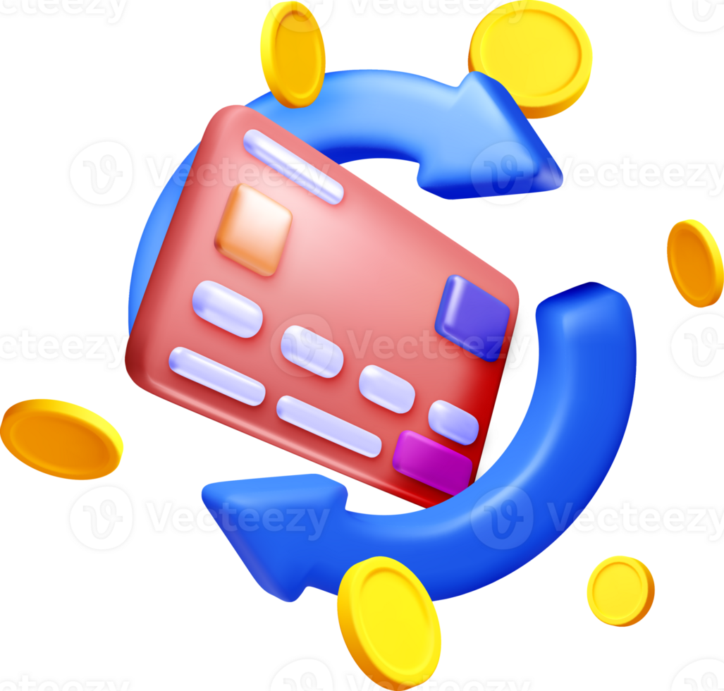 3D Credit Card with Circular Currency Motion png