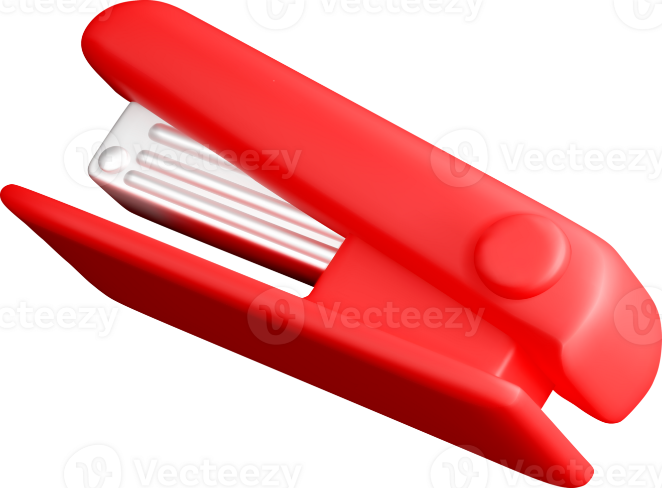 Vibrant 3D Red Stapler Render with Minimal Design png