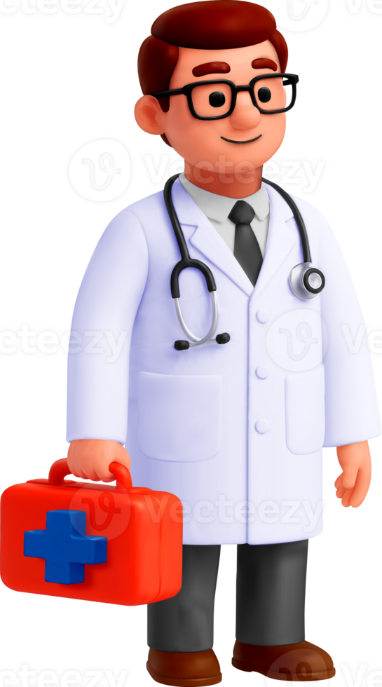 3D Doctor Holding Medical Kit png