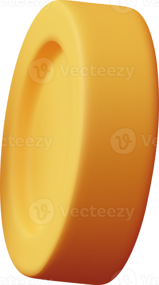 3D Yellow Cylinder Shape on White Background png