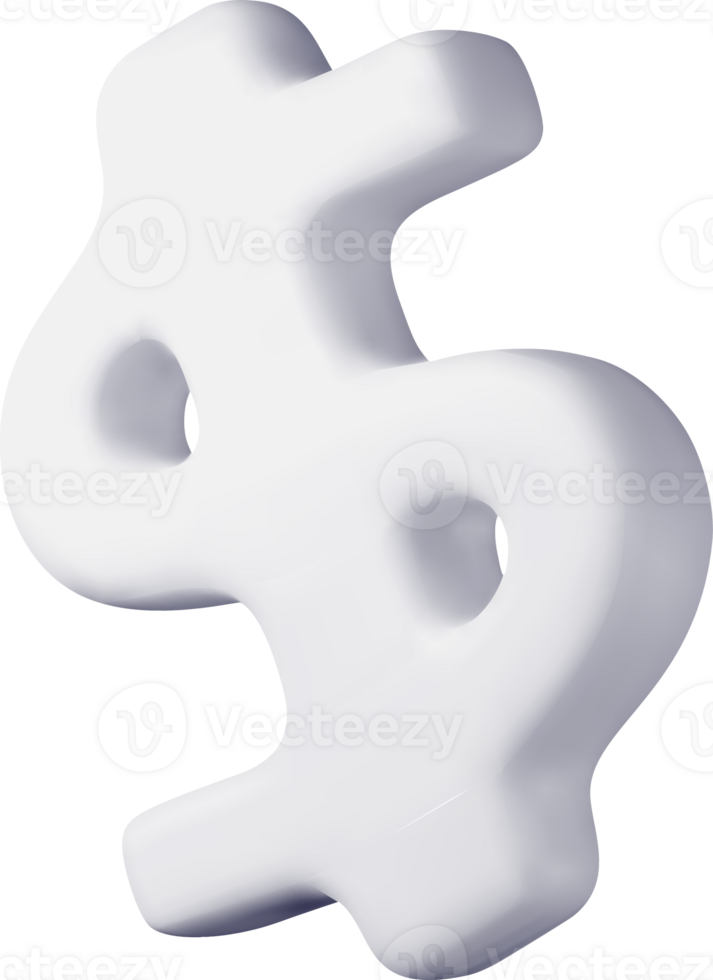 3D Abstract Dollar Sign in White Color png
