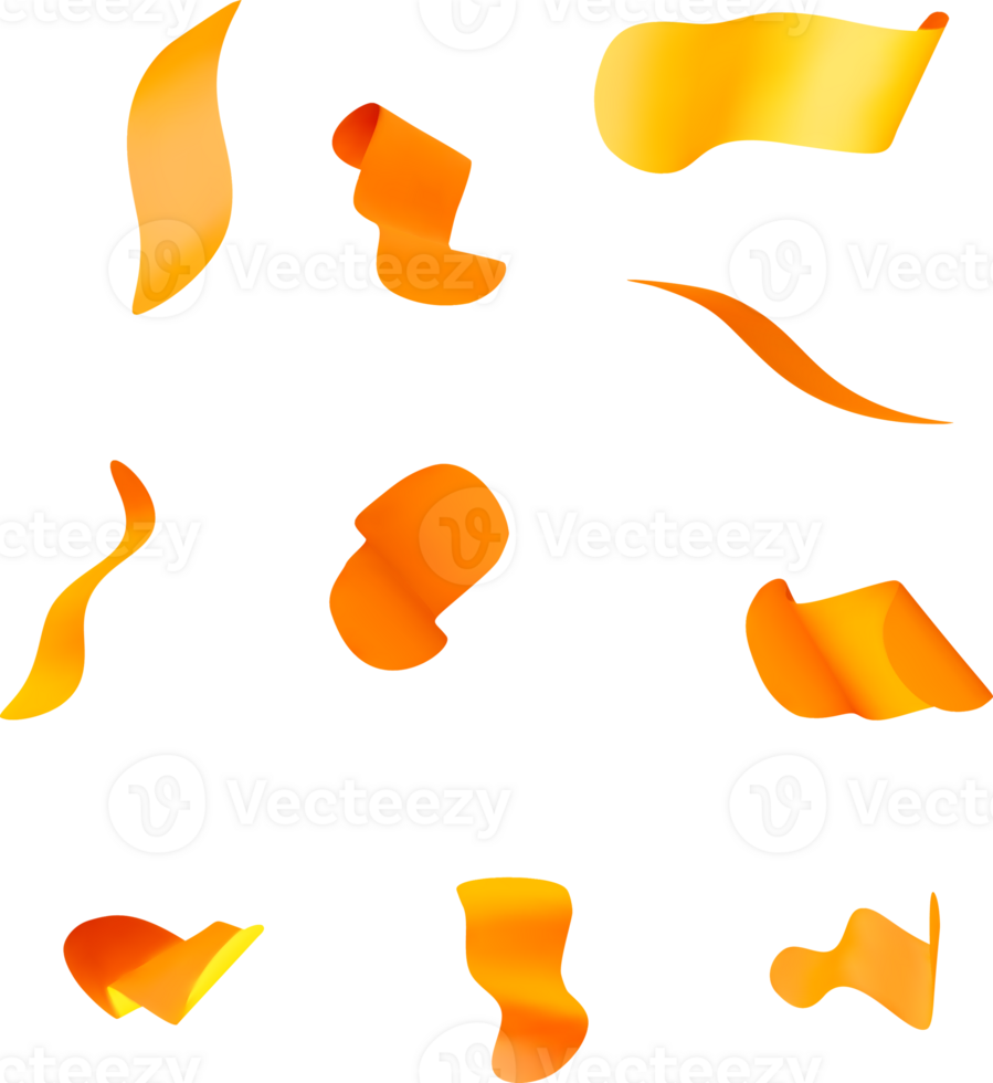 Vibrant 3D Orange Ribbons and Shapes Display png