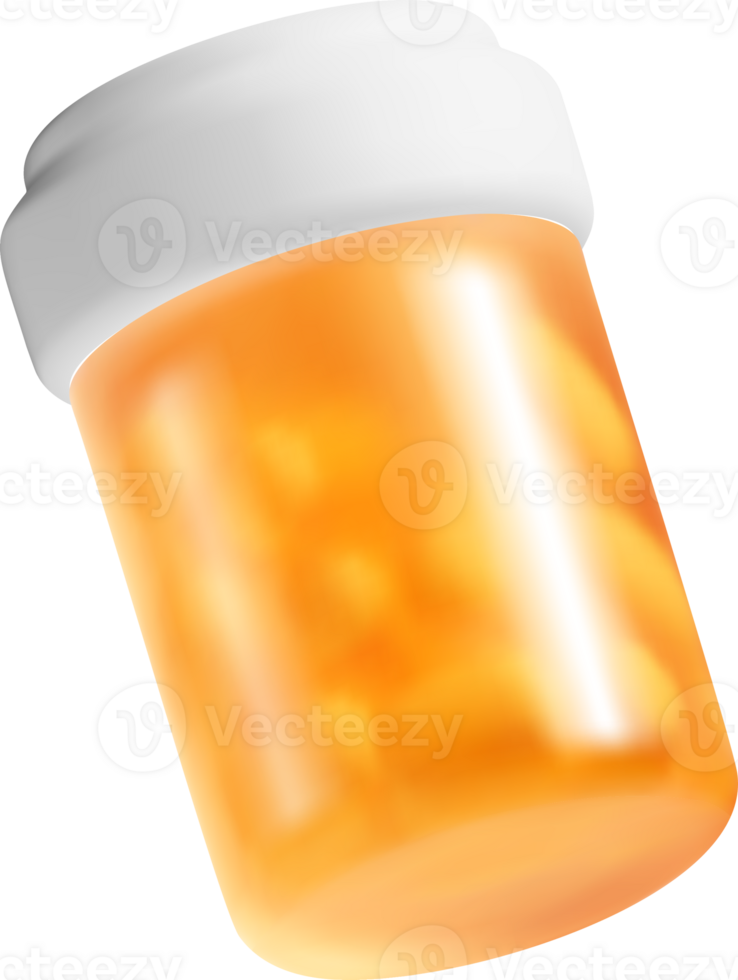 3D Orange Prescription Pill Bottle Design png