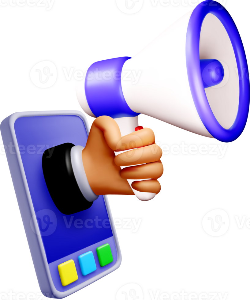 3D Smartphone with Megaphone Icon Representation png