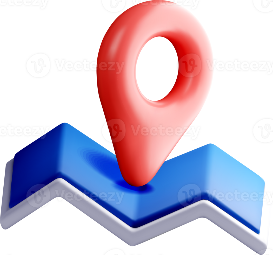 3D Map Highlight with Location Pin Icon png