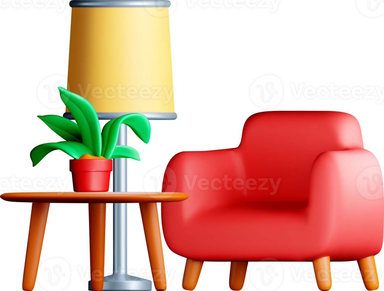 Stylish 3D Living Room Furniture Setup png