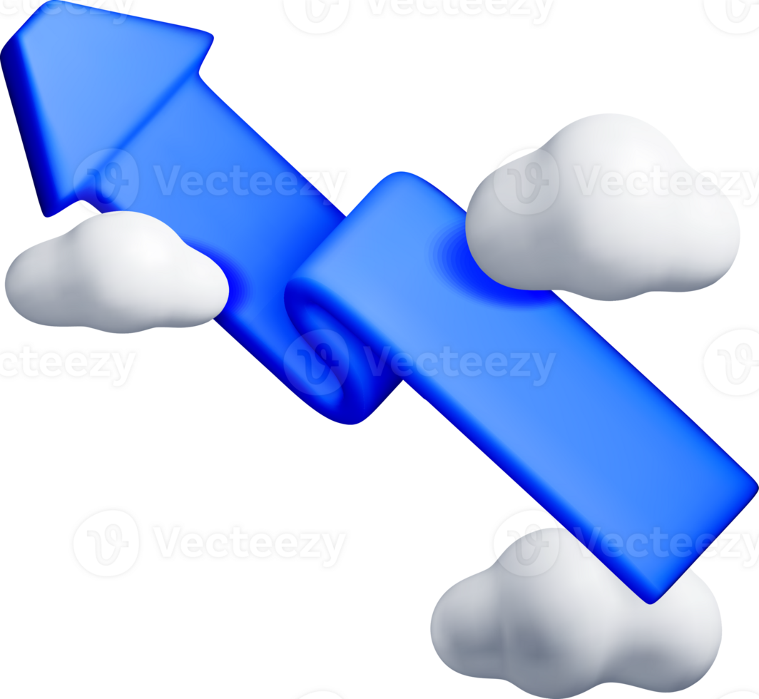 3D Arrow Design with Clouds in Background png