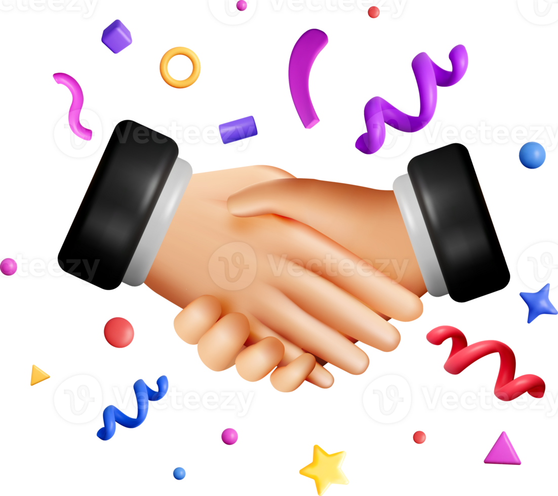 Celebratory Handshake with Colorful Confetti png
