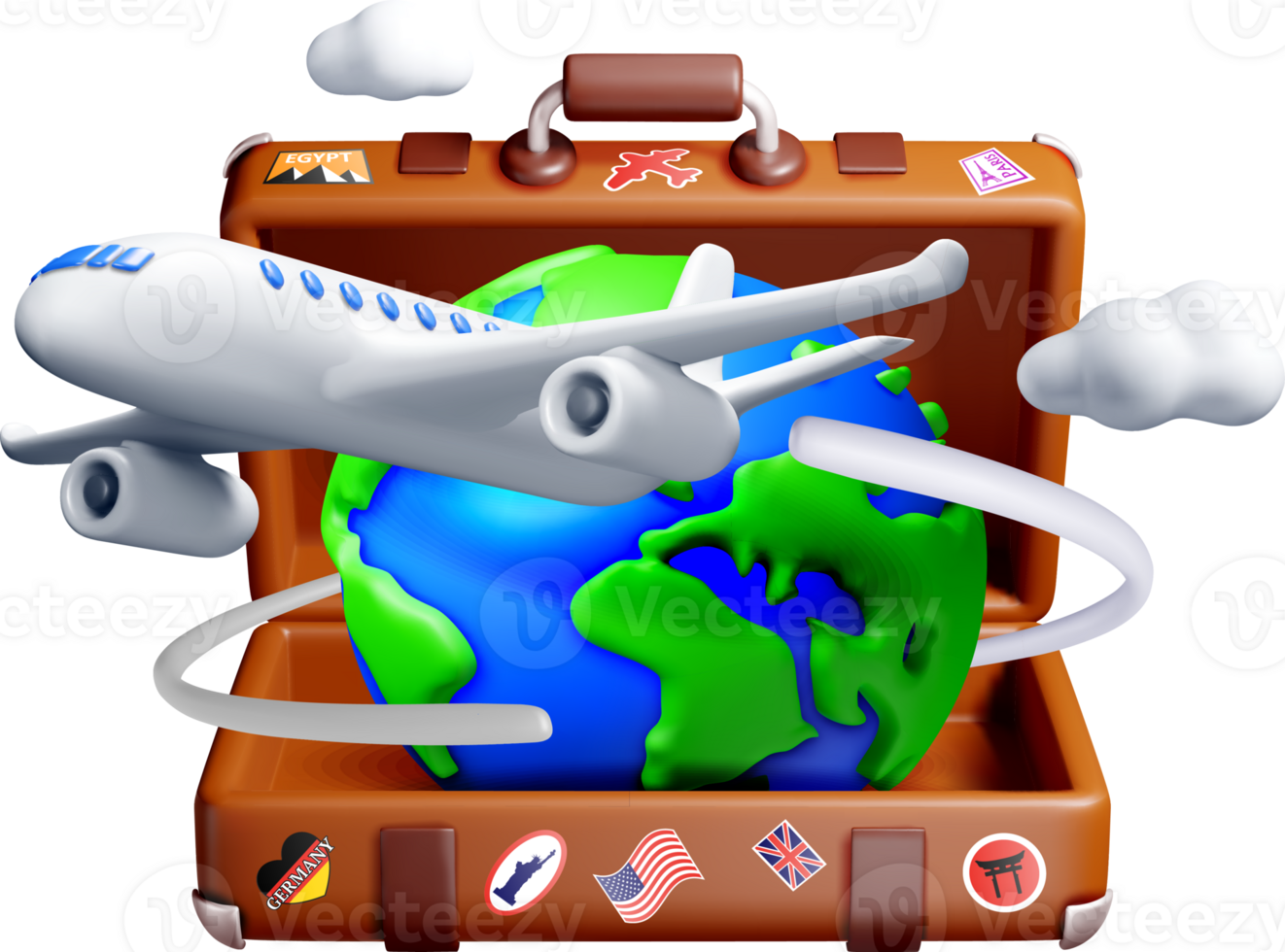 3D Travel Elements Suitcase and Airplane png