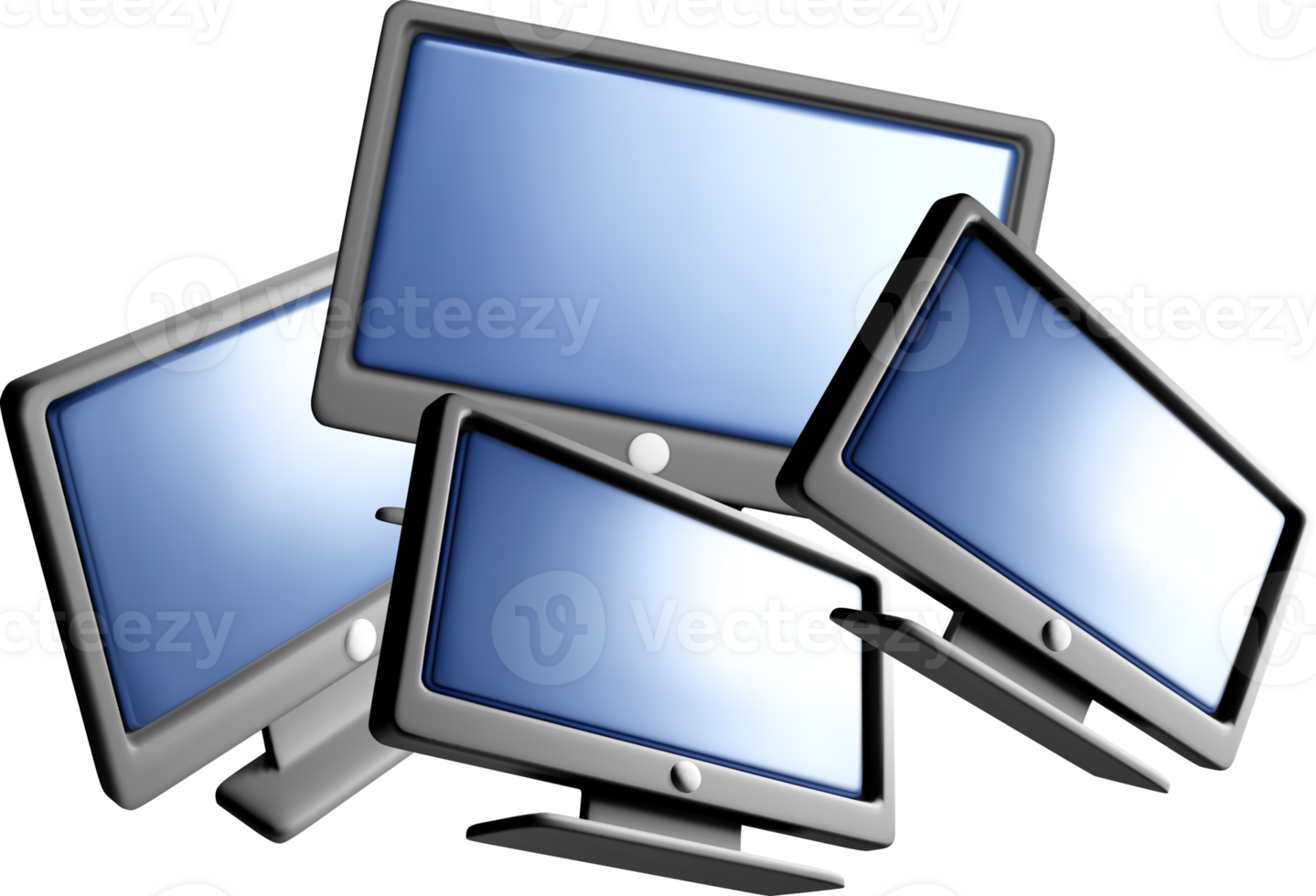 3D Monitors Displaying Various Screen Sizes png