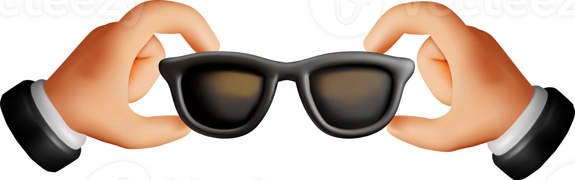 3D Hands Holding Black Sunglasses Illustration png