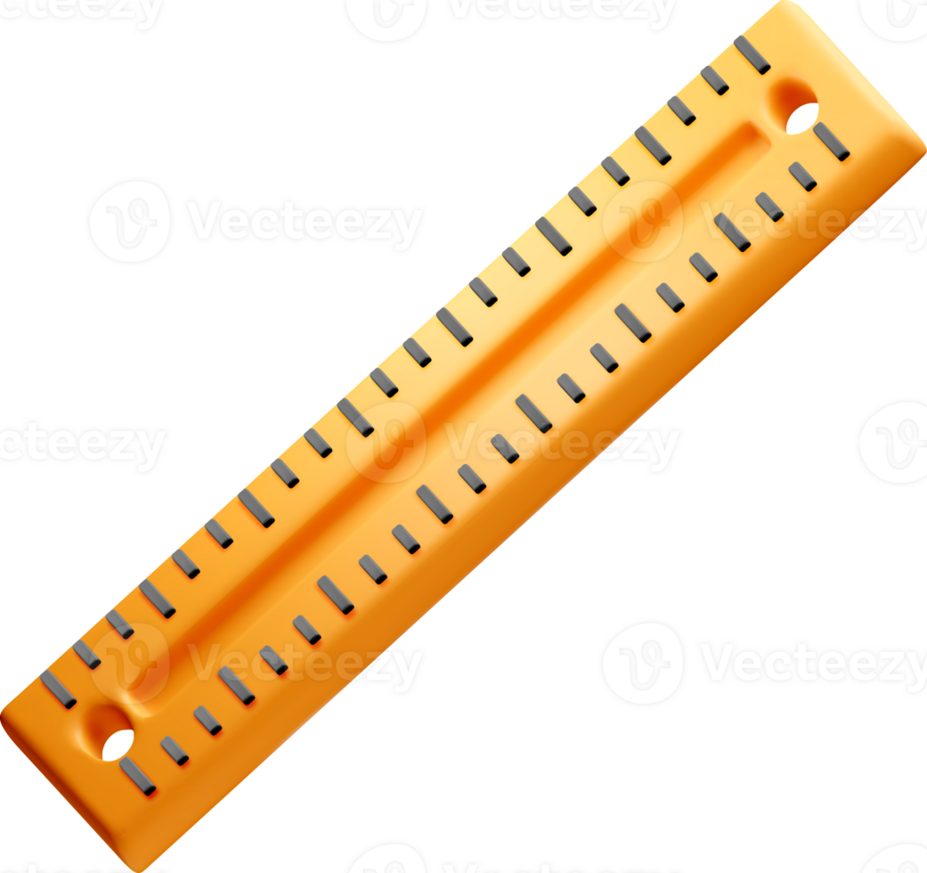 3D Ruler with Measurement Markings and Holes png