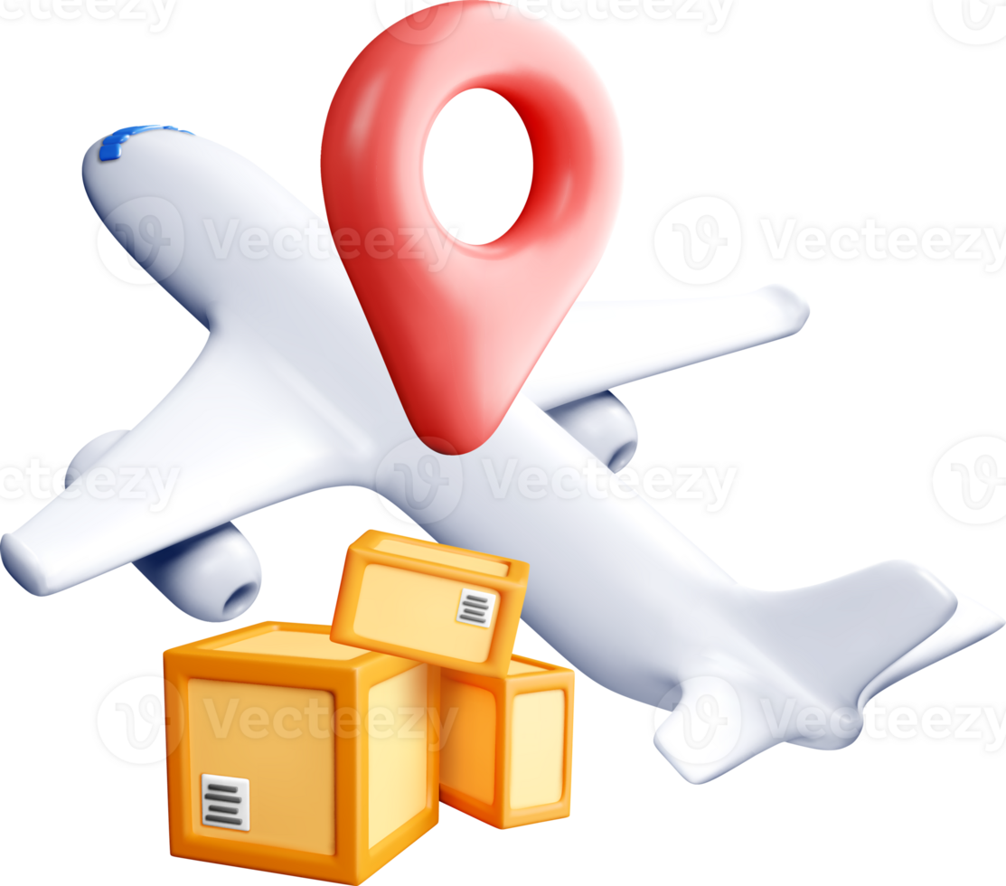 3D Illustration of Airplane and Packages png