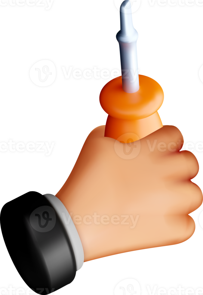 3D Hand Holding a Tool for Detail Work png