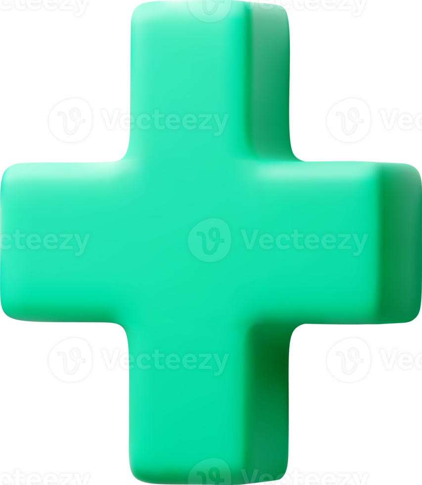 3D Green Cross Shape for Design and Art png