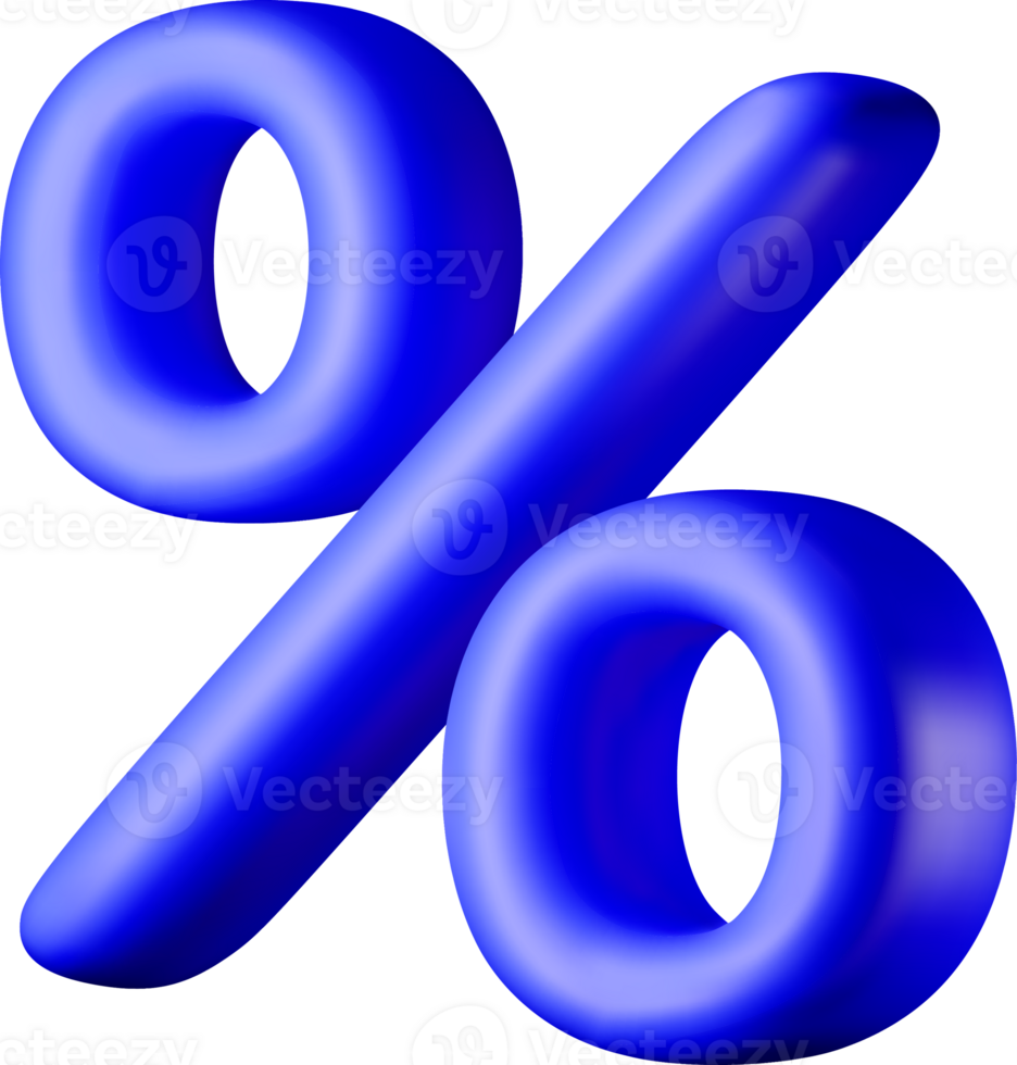 3D Blue Percent Symbol in Abstract Design png