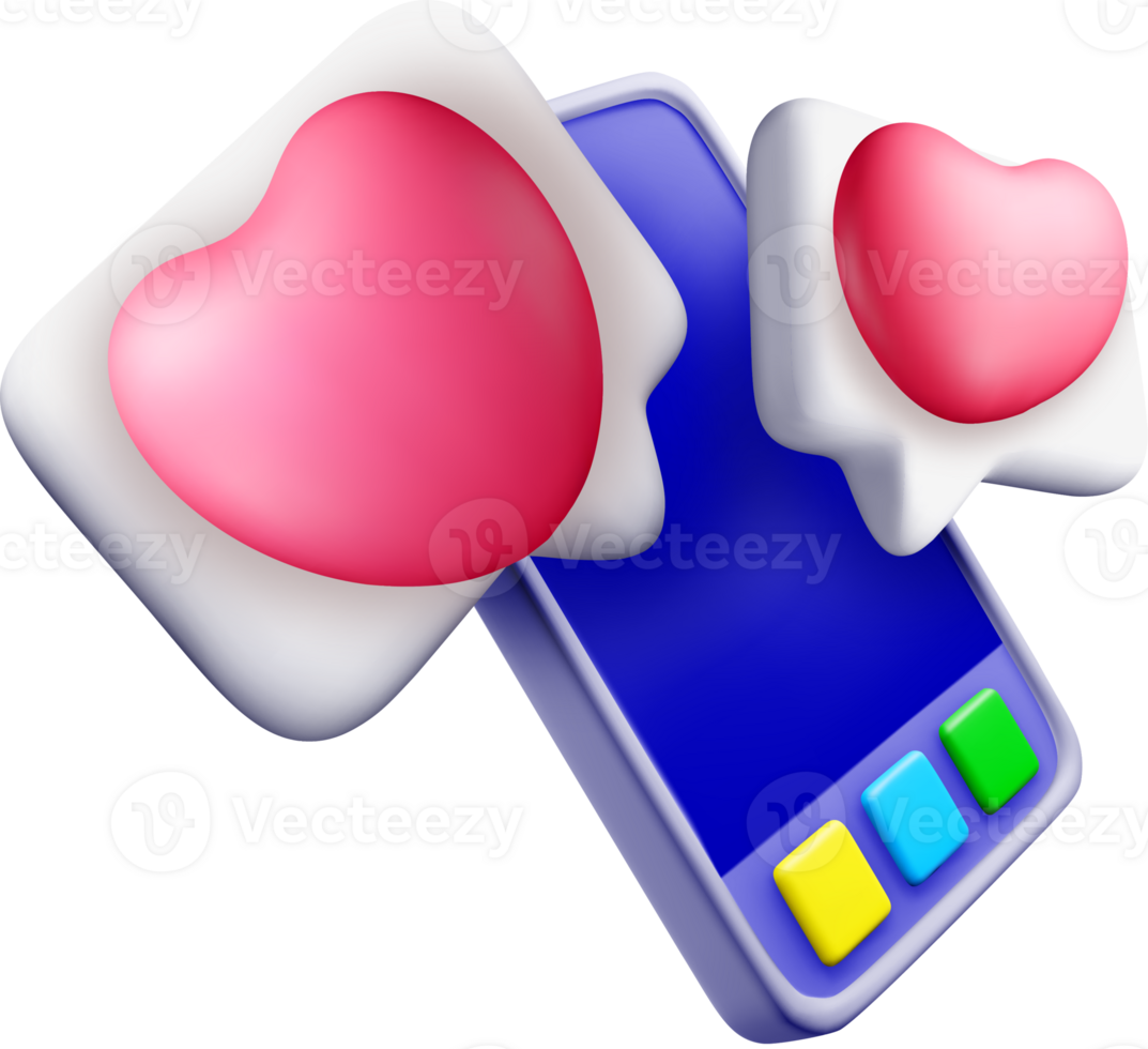 3D Hearts and Smartphone Interaction Design png