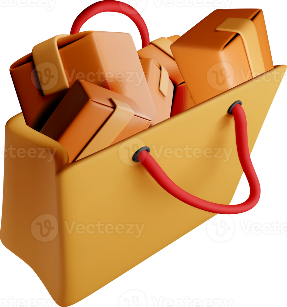 Colorful 3D Shopping Bag with Packages png