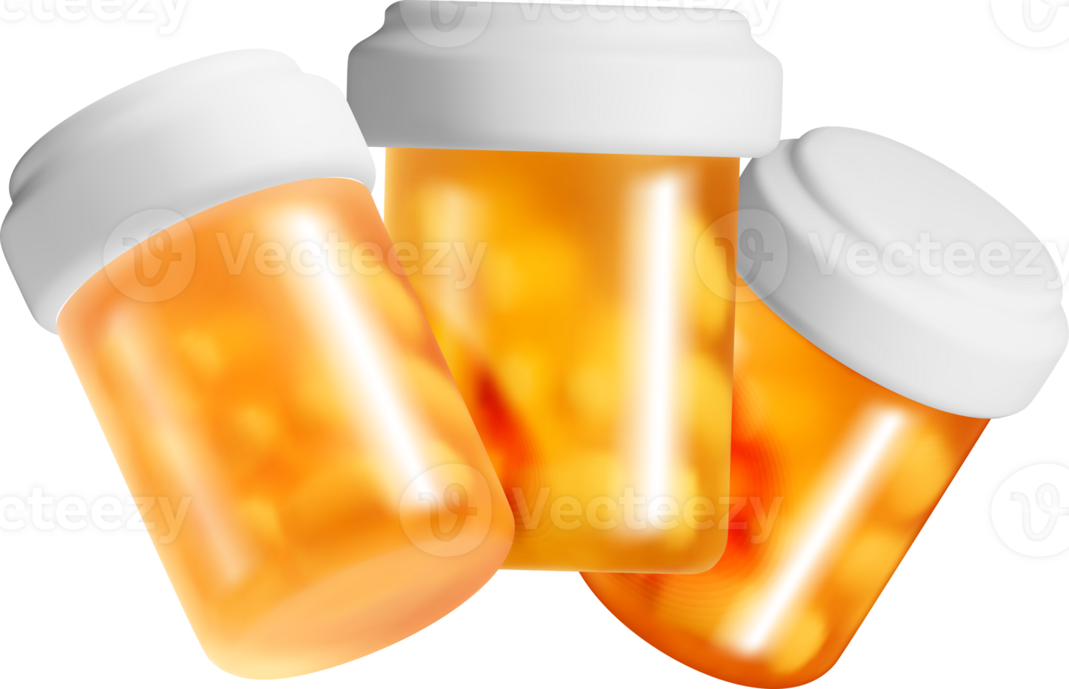 Three 3D Prescription Medication Bottles png