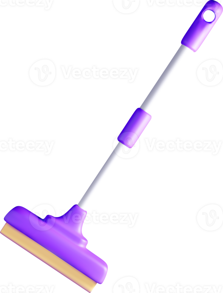 3D Purple Cleaning Tool with Long Handle png