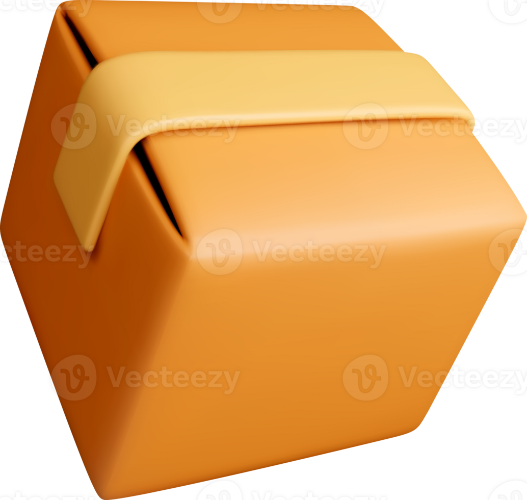 Stylized 3D Orange Box with Handle Design png