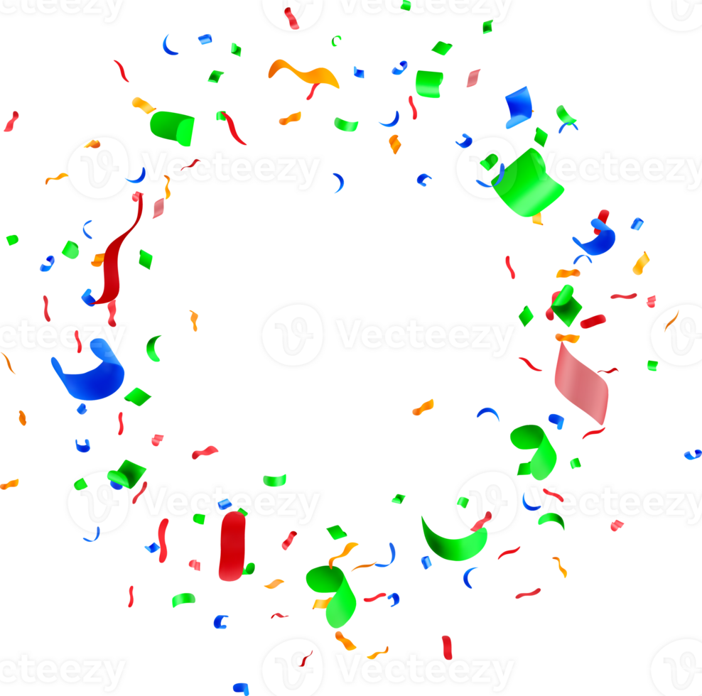 Festive 3D Confetti in Colorful Swirl png
